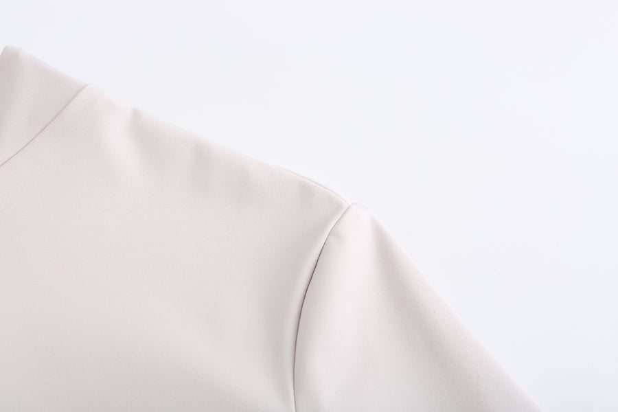 Half-High Collar  Long-Sleeves Shirt (Light Grey)