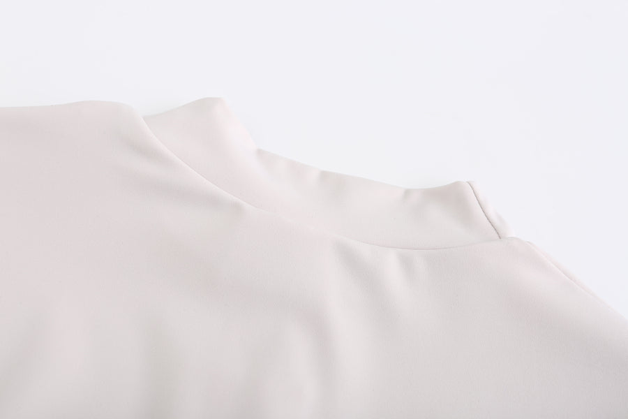 Half-High Collar  Long-Sleeves Shirt (Light Grey)