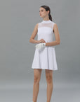 Mesh Sleeveless White Dress