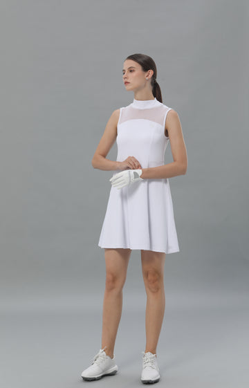 Mesh Sleeveless White Dress