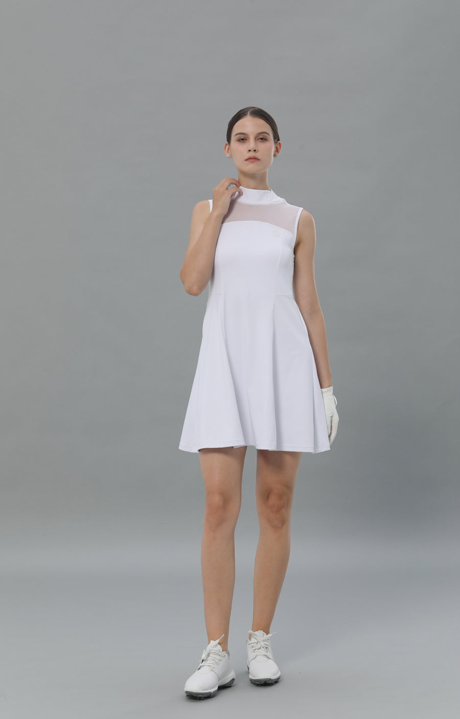 Mesh Sleeveless White Dress