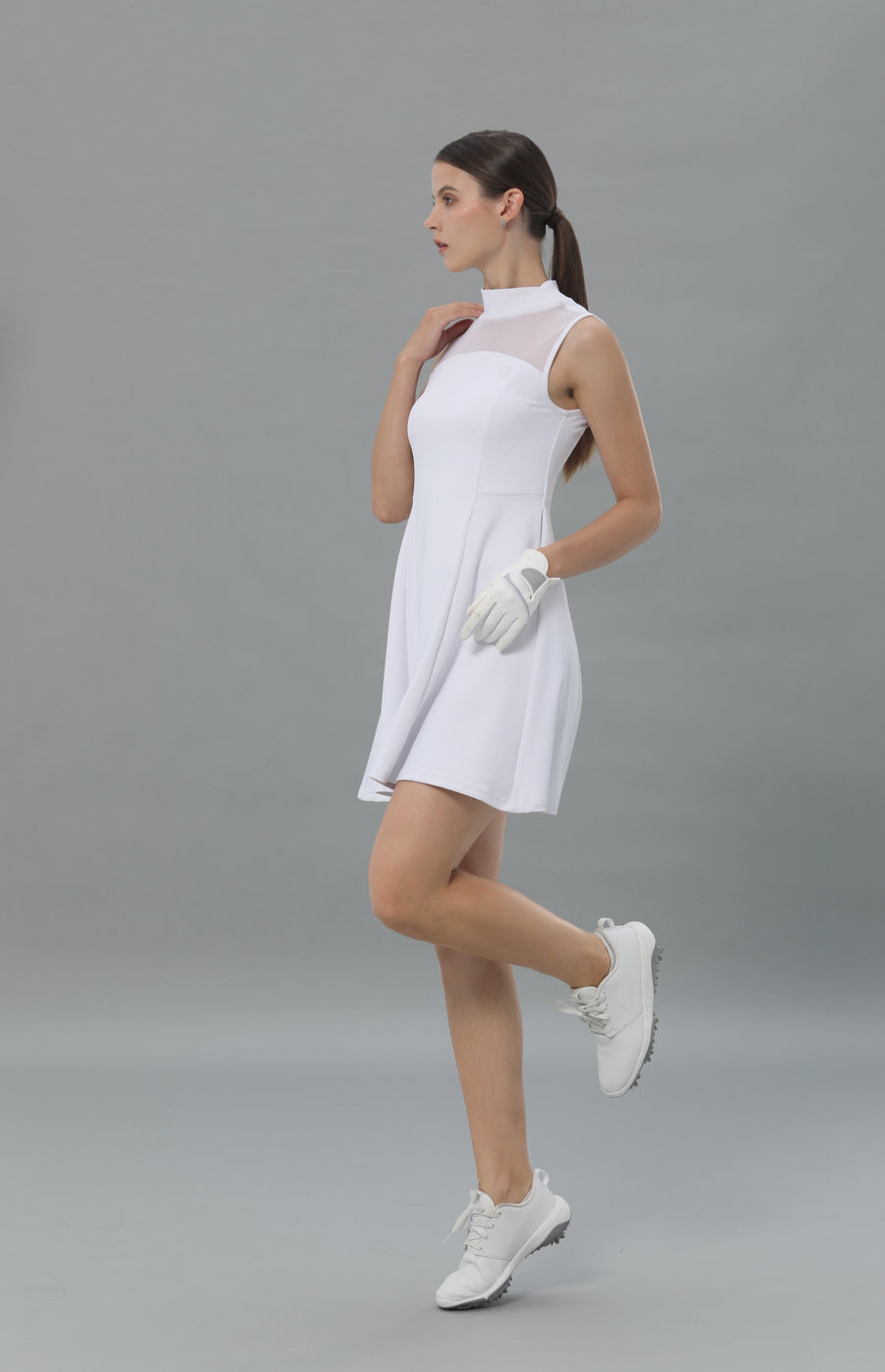 Mesh Sleeveless White Dress