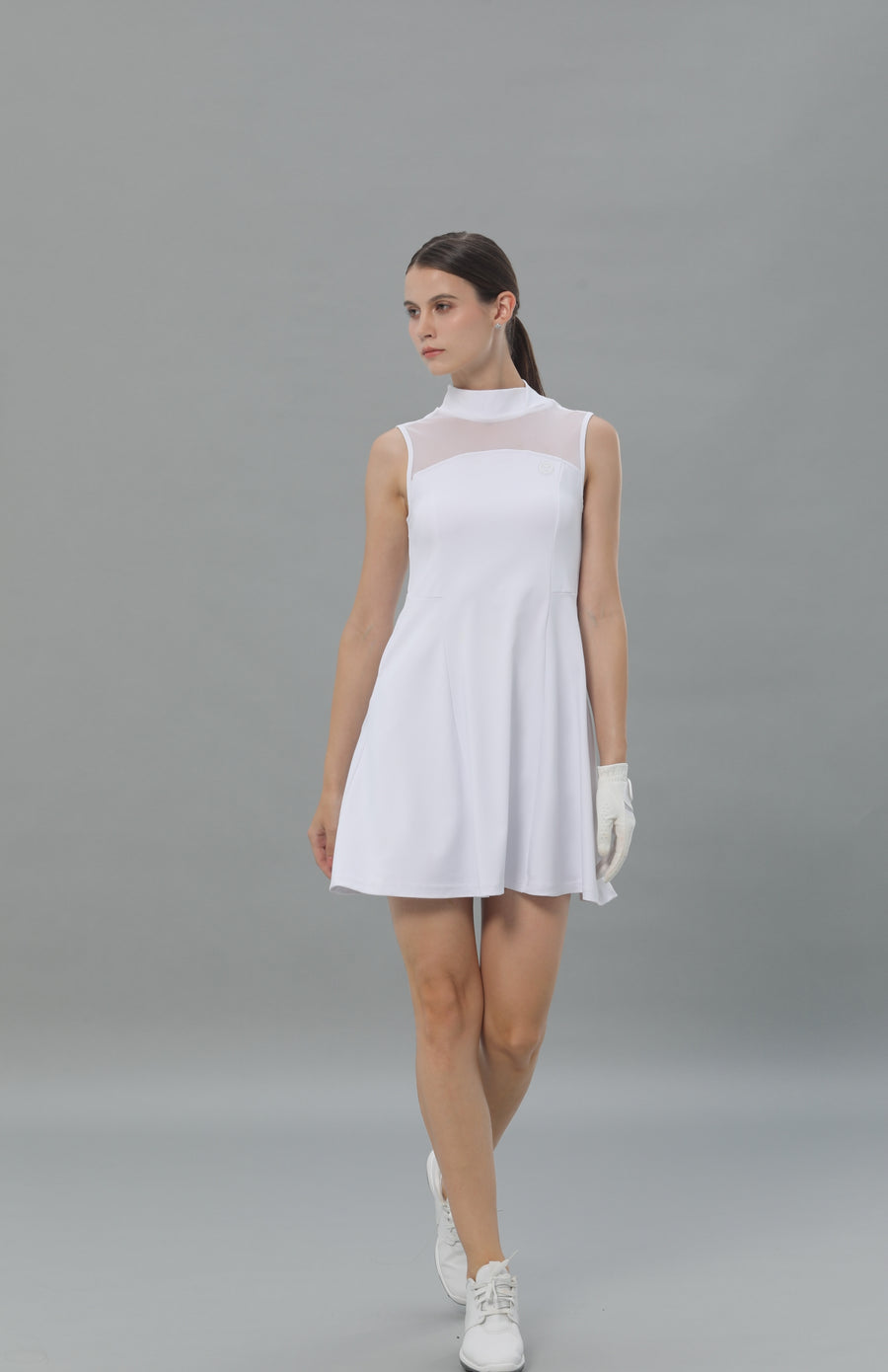 Mesh Sleeveless White Dress