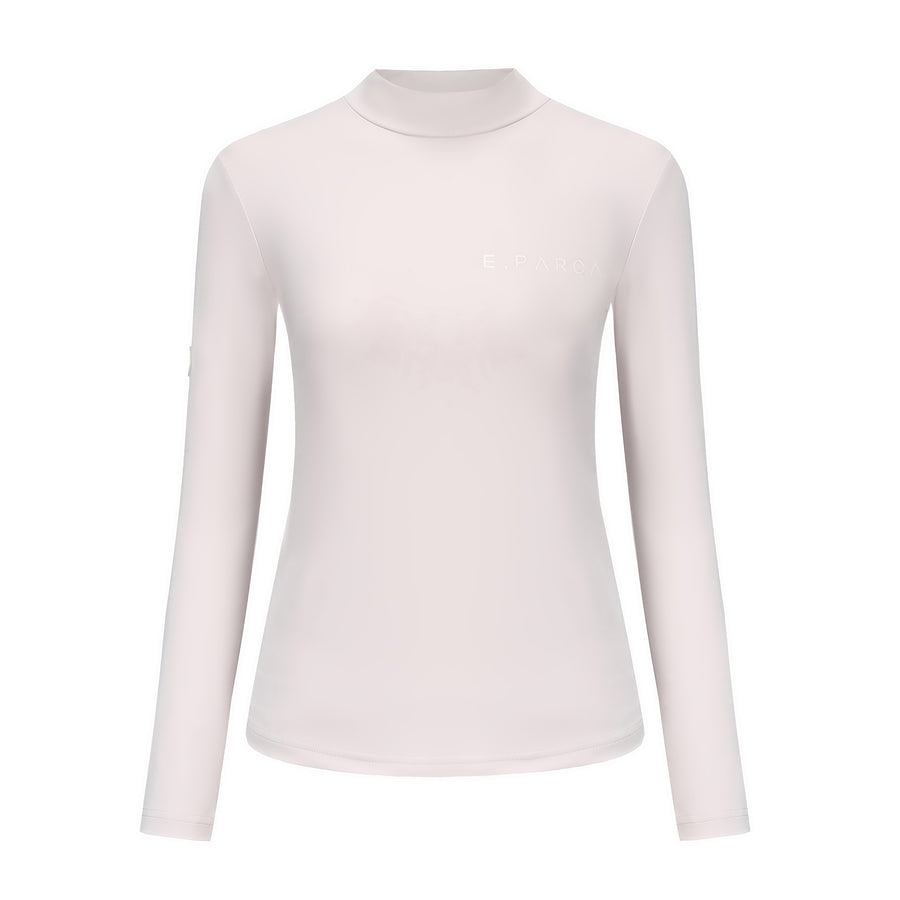 Half-High Collar  Long-Sleeves Shirt (Light Grey)