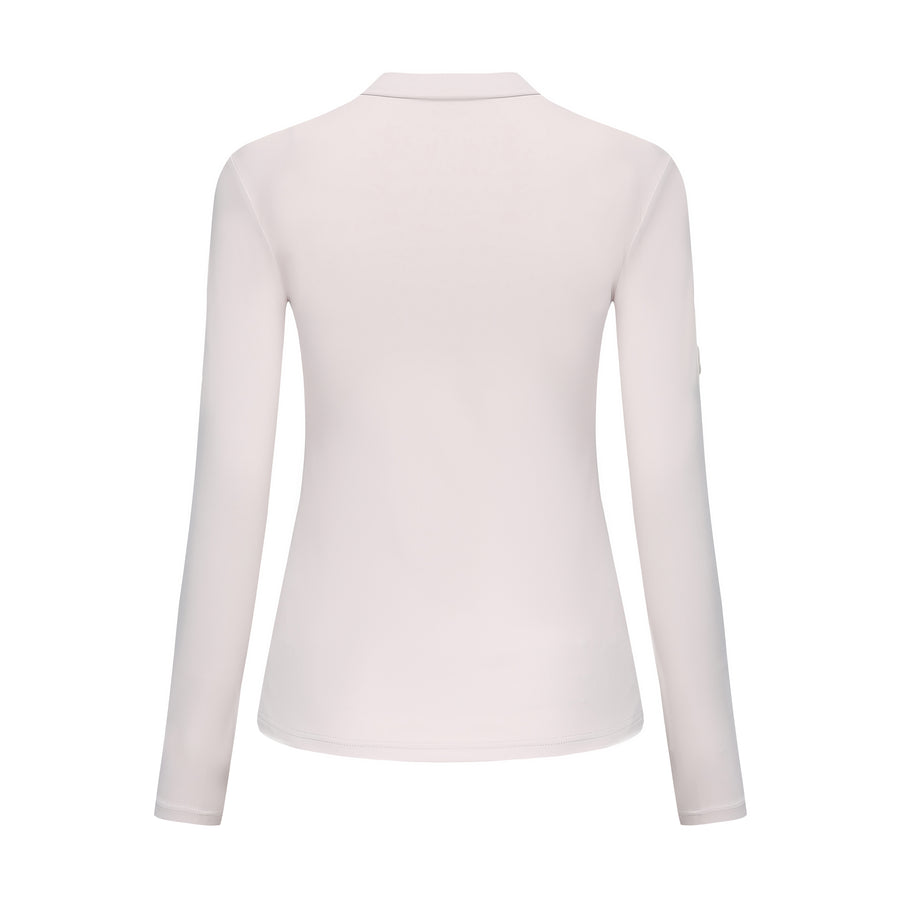 Half-High Collar  Long-Sleeves Shirt (Light Grey)