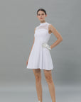 Mesh Sleeveless White Dress