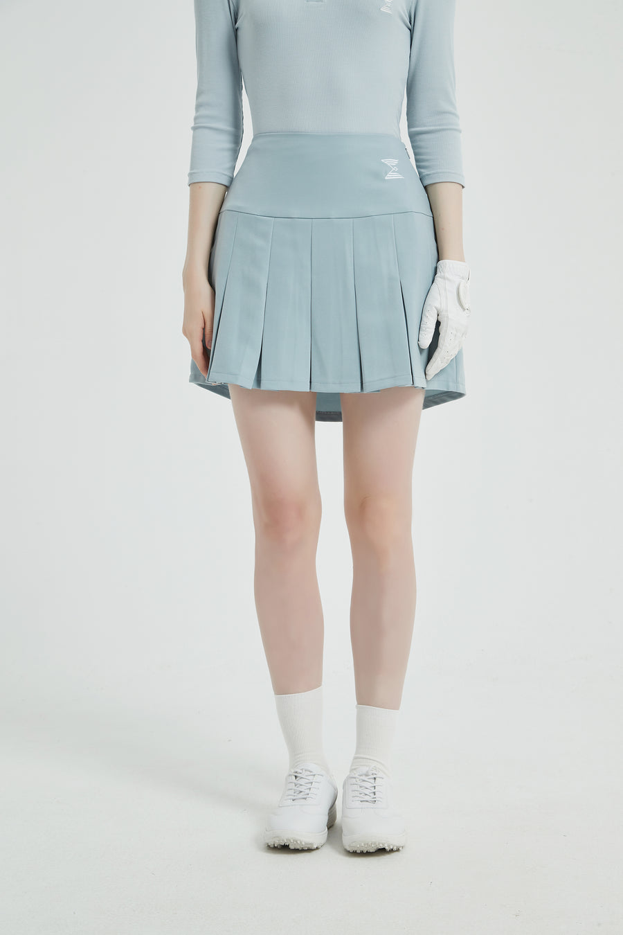 Pouch Set Pleats Skirt (Skyblue)