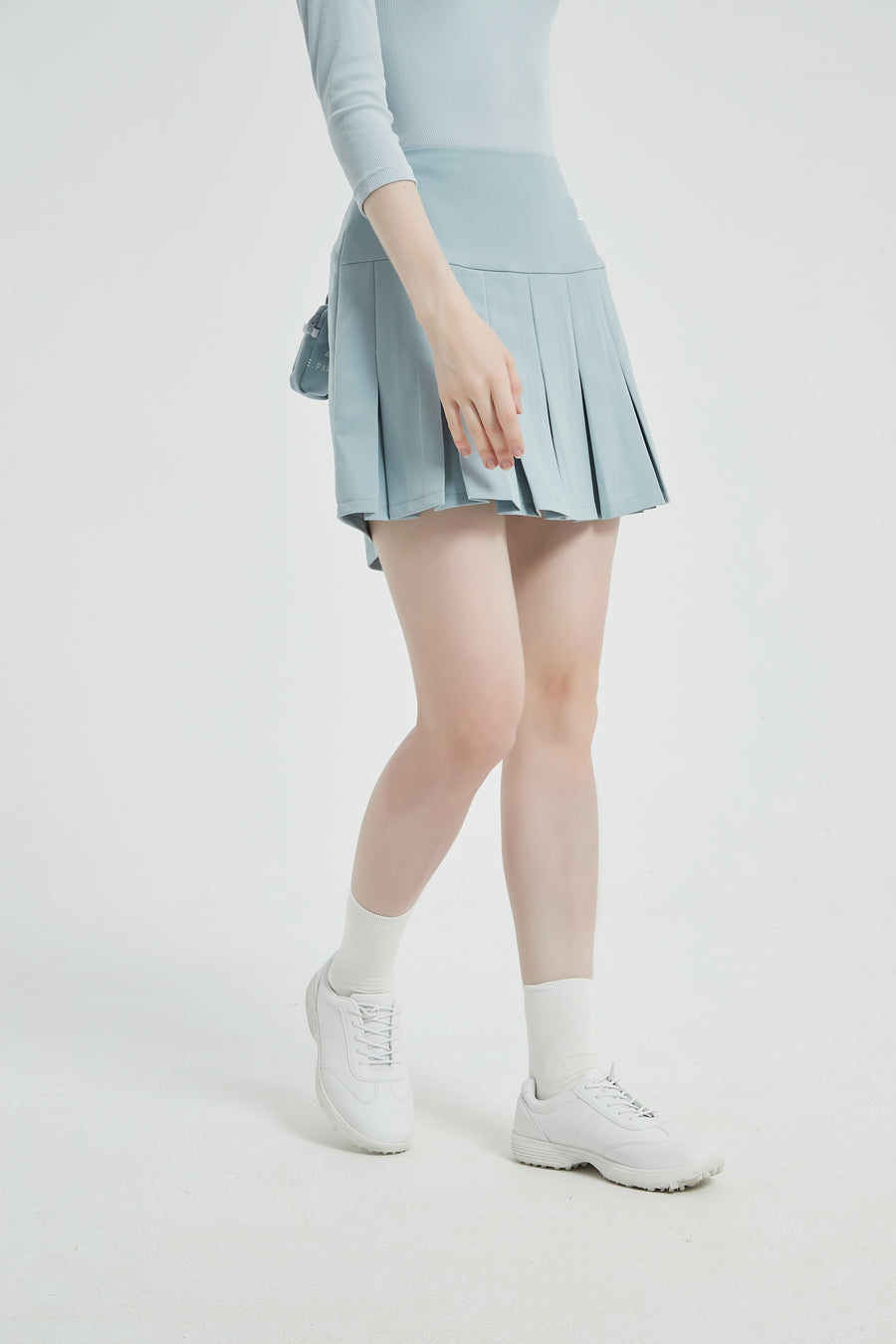 Pouch Set Pleats Skirt (Skyblue)