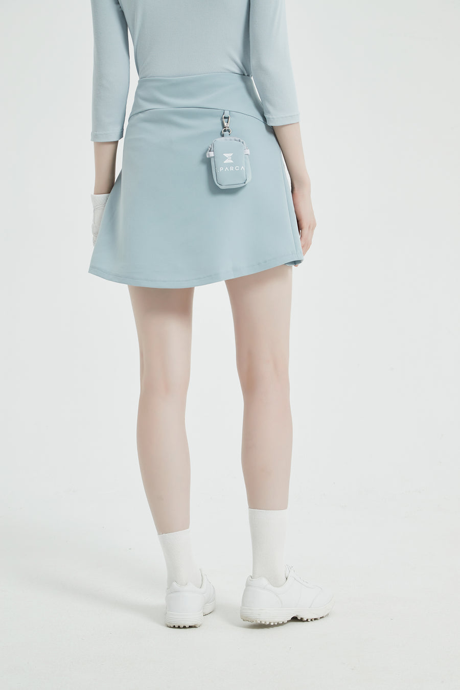 Pouch Set Pleats Skirt (Skyblue)