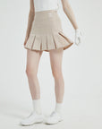 Pouch Set Pleats Skirt (Beige)