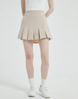 Pouch Set Pleats Skirt (Beige)