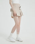 Pouch Set Pleats Skirt (Beige)