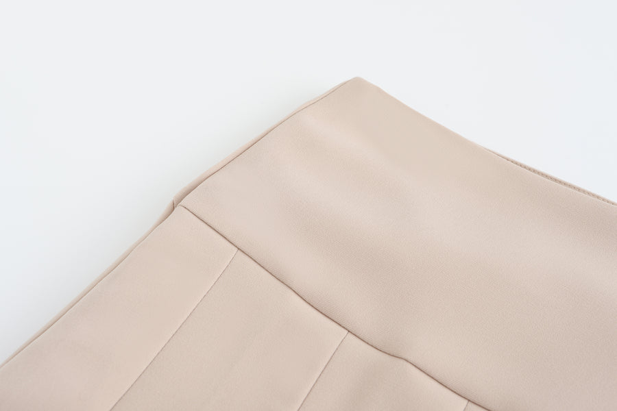 Pouch Set Pleats Skirt (Beige)