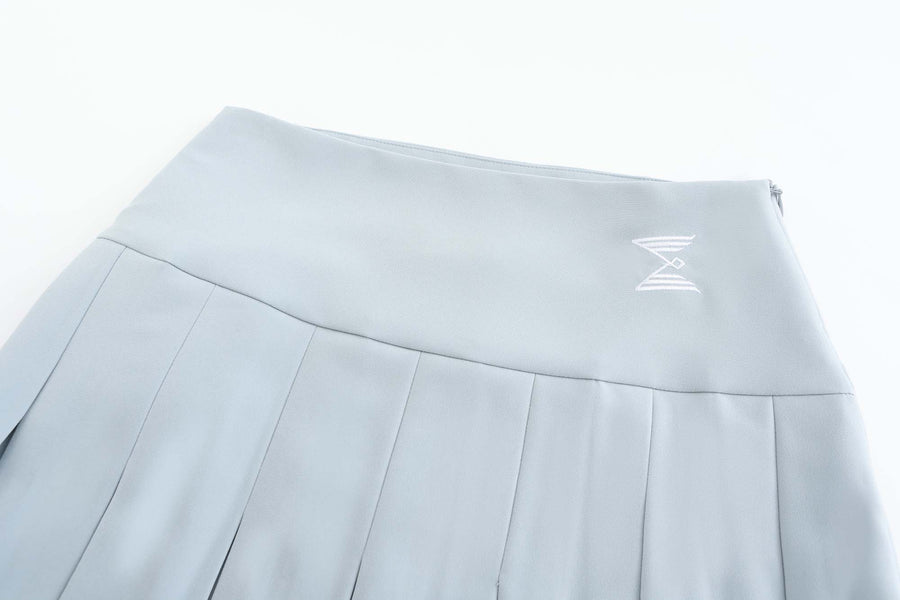 Pouch Set Pleats Skirt (Skyblue)