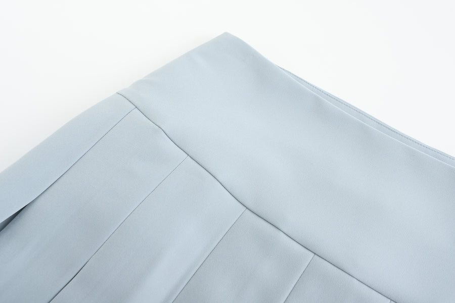 Pouch Set Pleats Skirt (Skyblue)