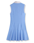 Blue Button Sleveless Dress