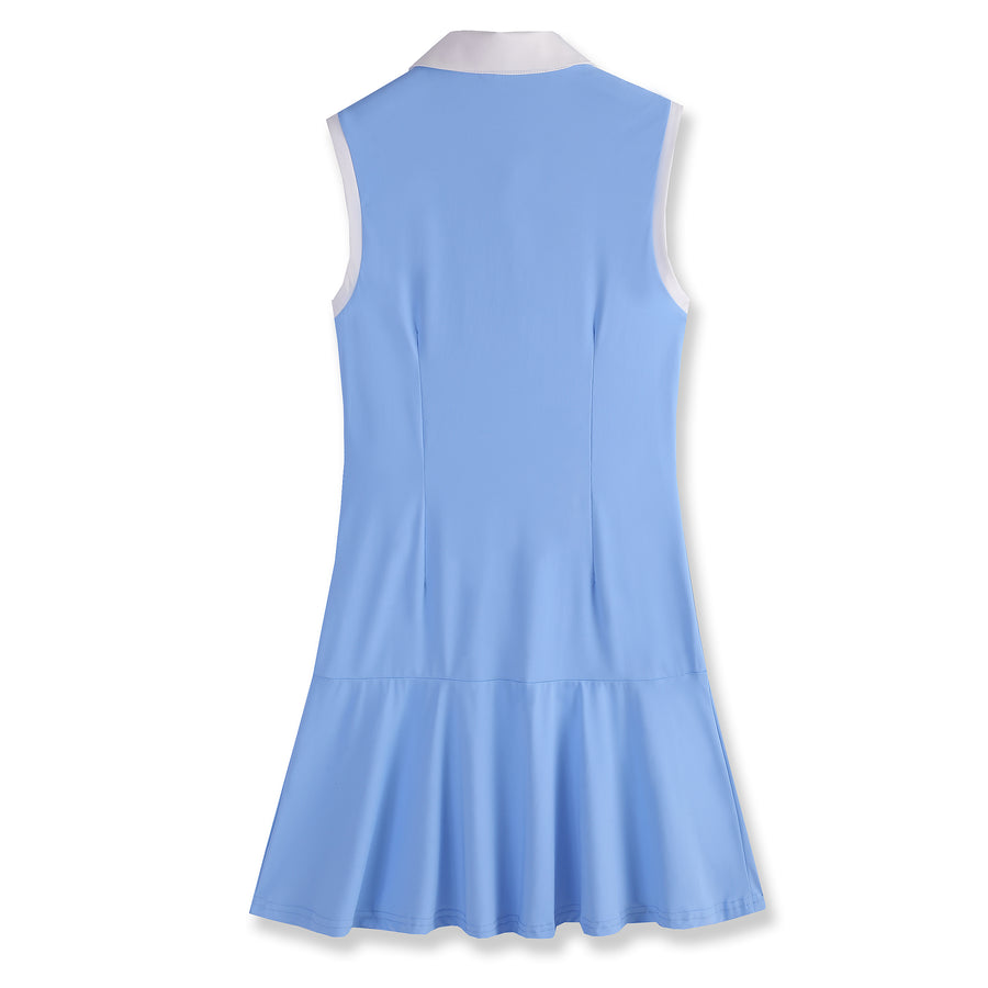 Blue Button Sleveless Dress