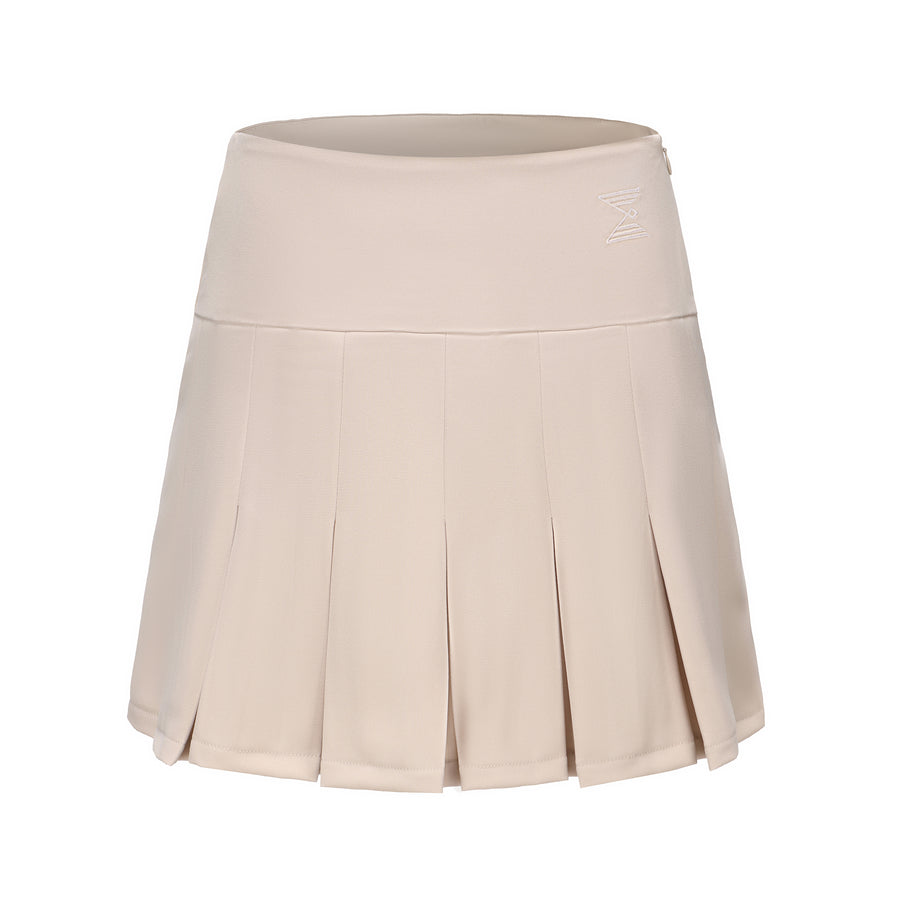 Pouch Set Pleats Skirt (Beige)