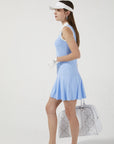 Blue Button Sleveless Dress