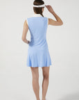 Blue Button Sleveless Dress