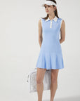 Blue Button Sleveless Dress